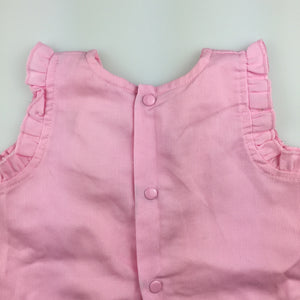 Girls Papoose Layette, cute pink embroidered top, EUC, size 0000