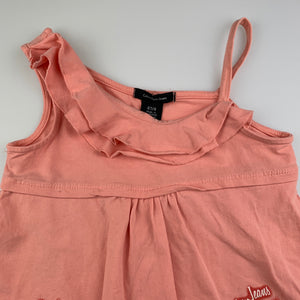 Girls Calvin Klein, peach stretchy asymmetrical top, EUC, size 4,  