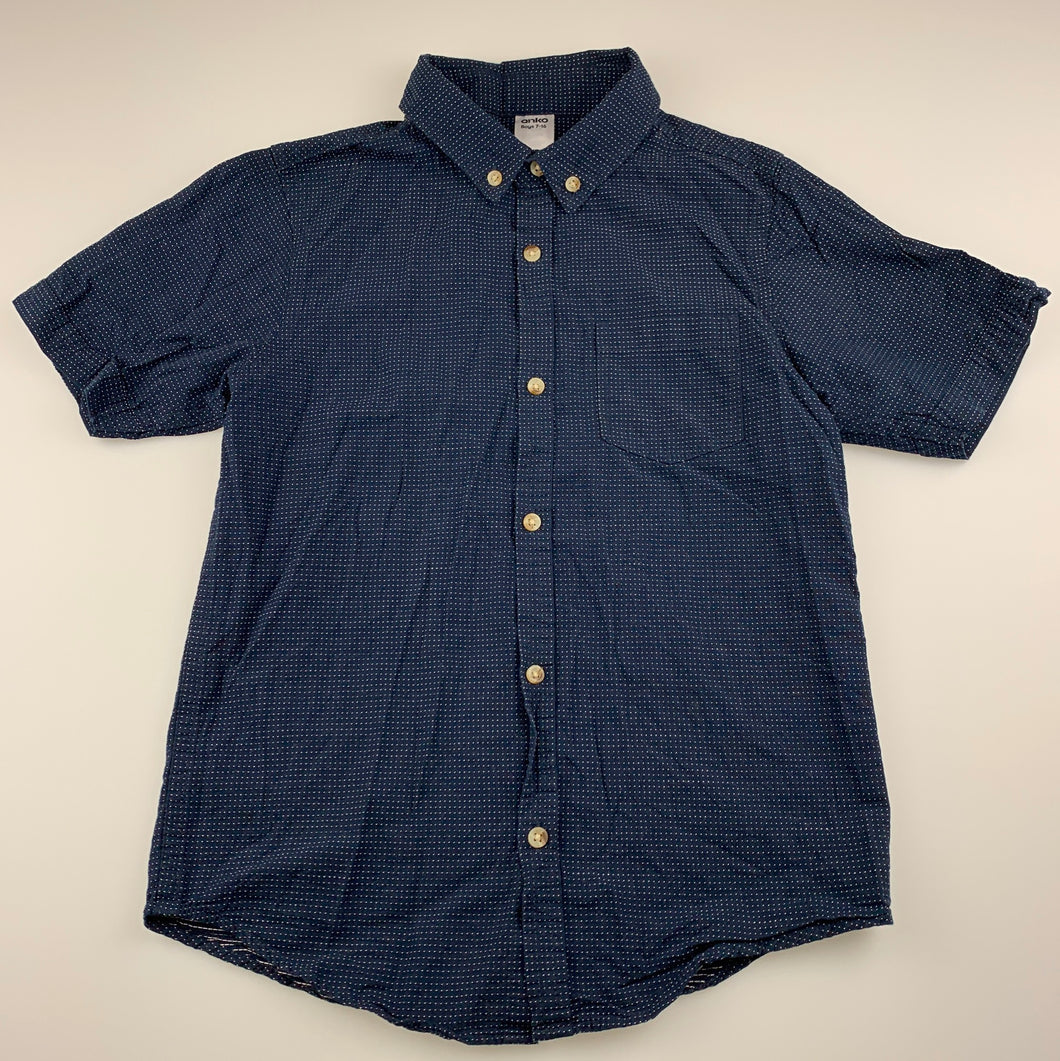 Boys Anko, navy cotton short sleeve shirt, EUC, size 8,  