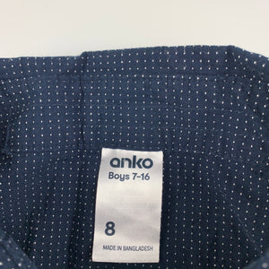 Boys Anko, navy cotton short sleeve shirt, EUC, size 8,  