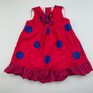 Girls Pumpkin Patch, lined spotted cotton dress, GUC, size 00, L: 40cm