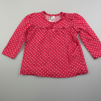 Girls Target, pink & white spot cotton long sleeve top, EUC, size 00,  