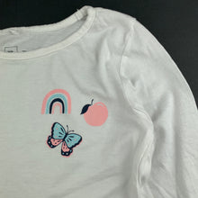 Load image into Gallery viewer, Girls Kids &amp; Co, white cotton long sleeve top, butterfly, FUC, size 7,  
