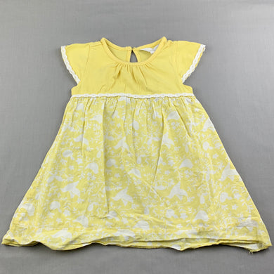 Girls Pumpkin Patch, yellow & white casual dress, FUC, size 0, L: 40cm