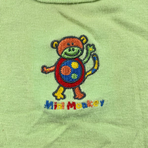 unisex Target, green cotton singlet top, monkey, GUC, size 0000,  