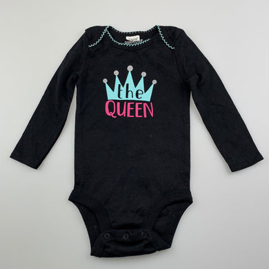 Girls Babies R Us, black cotton bodysuit / romper, Queen, EUC, size 00,  