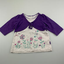 Load image into Gallery viewer, Girls Pumpkin Patch, embroidered purple &amp; white long sleeve top, FUC, size 00,  
