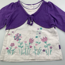 Load image into Gallery viewer, Girls Pumpkin Patch, embroidered purple &amp; white long sleeve top, FUC, size 00,  