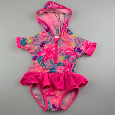 Girls Baby Berry, pink floral swim one-piece, EUC, size 00,  