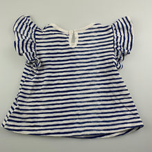 Load image into Gallery viewer, Girls Pumpkin Patch, blue &amp; white stripe cotton top, flowers, EUC, size 00,  