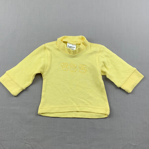 unisex Tuppence, yellow cotton long sleeve top, dogs, GUC, size 0000,  