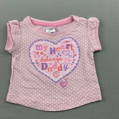 Girls Tiny Little Wonders, pink cotton t-shirt / top, EUC, size 0000,  