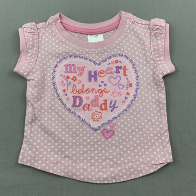 Girls Tiny Little Wonders, pink cotton t-shirt / top, dad, EUC, size 0000,  