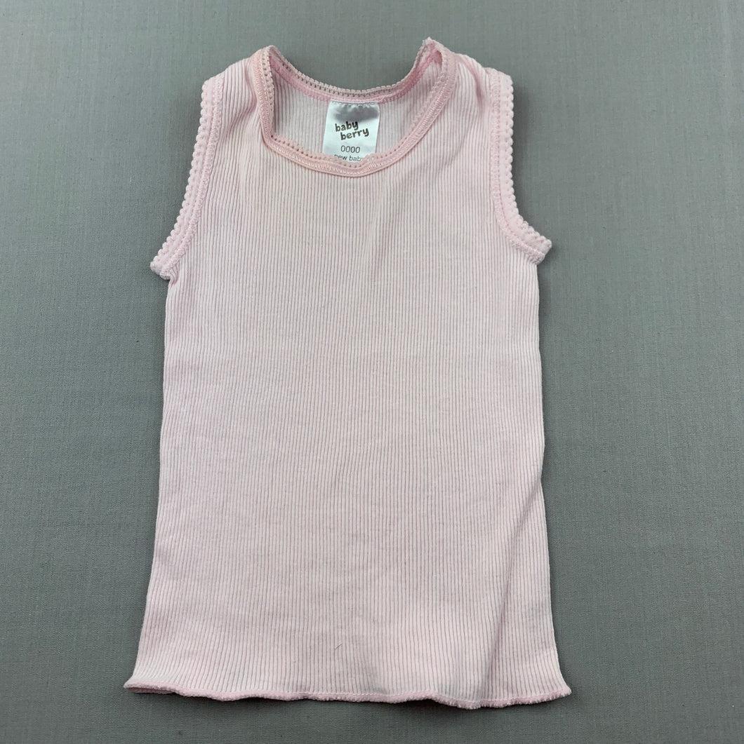 Girls Baby Berry, pink ribbed cotton singlet top, FUC, size 0000,  