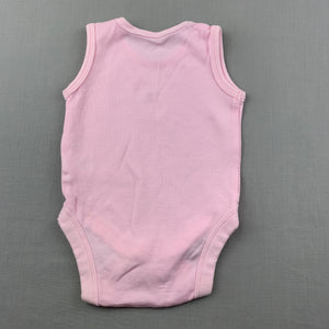 Girls Baby Lamb, pink cotton singletsuit / romper, strawberry, EUC, size 0000,  