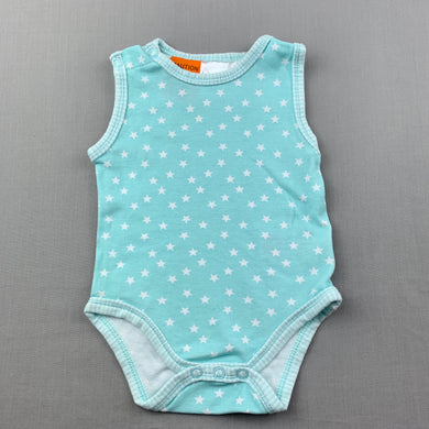 unisex Baby Patch, blue cotton singletsuit / romper, EUC, size 0000,  