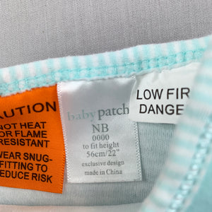 unisex Baby Patch, blue cotton singletsuit / romper, EUC, size 0000,  