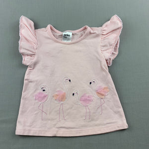 Girls Anko, pink stretchy t-shirt / top, flamingos, GUC, size 00,  