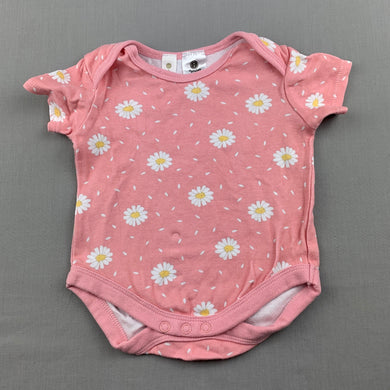 Girls Dymples, pink floral cotton bodysuit / romper, GUC, size 000,  