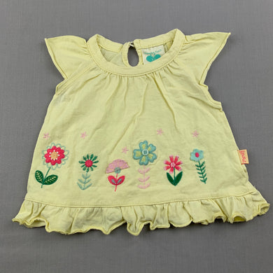 Girls Pumpkin Patch, embroidered yellow cotton top, FUC, size 00,  