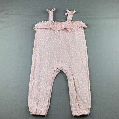 Girls Anko, pink & white cotton summer romper, EUC, size 0,  