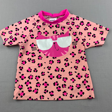 Girls Dymples, short sleeve rashie / swim top, cat, EUC, size 2,  