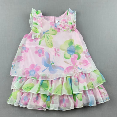 Girls Target, lined lightweight floral party dress, EUC, size 00, L: 38cm