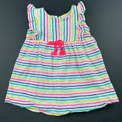 Girls Target, colourful striped cotton casual dress, FUC, size 00, L: 36cm