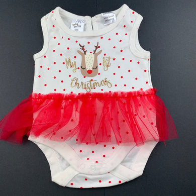 Girls Baby Berry, cotton Christmas tutu romper, EUC, size 000,  