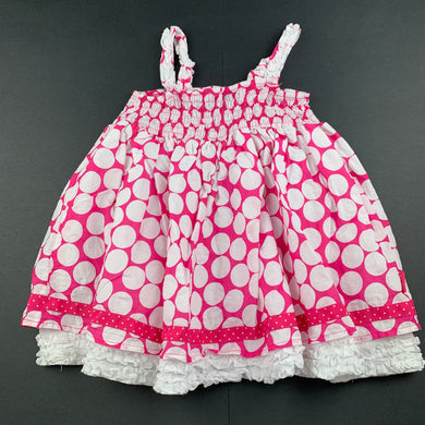 Girls Pumpkin Patch, lined pink & white cotton summer dress, GUC, size 1, L: 45cm