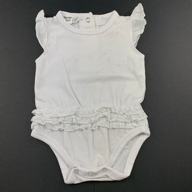 Girls Little Bundles, white cotton bodysuit / romper, GUC, size 00,  