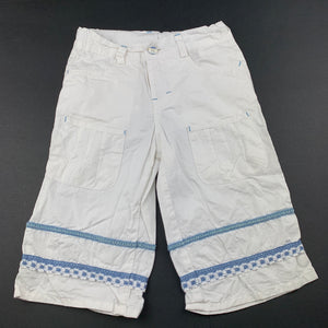 Girls Tony & Mina, lightweight cotton cropped pants, adjustable, Inside leg: 25.5cm, GUC, size 7,  