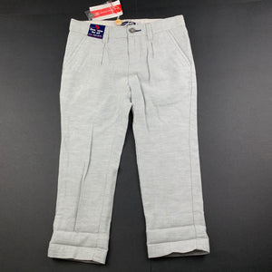 Boys Original Marines, grey cotton / linen blend pants, adjustable, Inside leg: 35cm, NEW, size 2,  