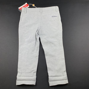 Boys Original Marines, grey cotton / linen blend pants, adjustable, Inside leg: 35cm, NEW, size 2,  