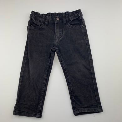 Boys Target, black stretch denim jeans, adjustable, Inside leg: 28cm, GUC, size 2,  