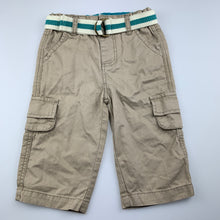 Load image into Gallery viewer, Boys Pumpkin Patch, beige cotton cargo pants, adjustable, Inside leg: 21.5cm, EUC, size 1,  
