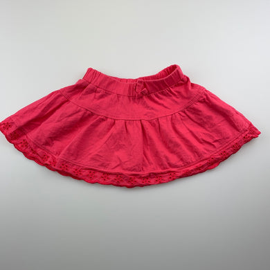 Girls Mothercare, pink cotton skirt, elasticated, GUC, size 00,  