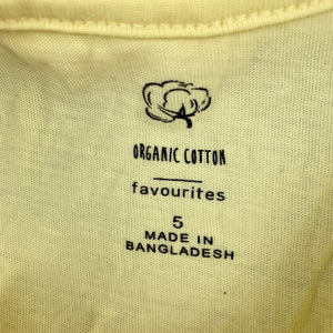 Girls Favourites, yellow organic cotton singlet top, EUC, size 5,  