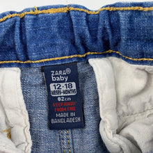 Load image into Gallery viewer, Girls Zara, blue stretch denim jeans, adjustable, Inside leg: 26cm, GUC, size 1,  