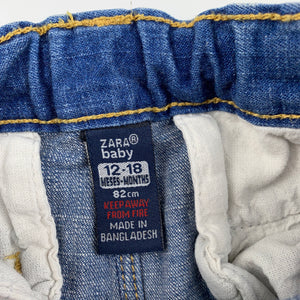 Girls Zara, blue stretch denim jeans, adjustable, Inside leg: 26cm, GUC, size 1,  
