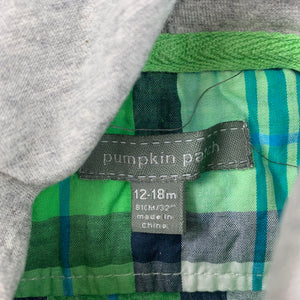Boys Pumpkin Patch, checked cotton short sleeve hooded shirt, GUC, size 1,  