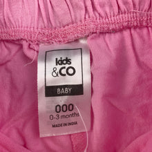 Load image into Gallery viewer, Girls Kids &amp; Co, pink cotton shorts, elasticated, GUC, size 000,  