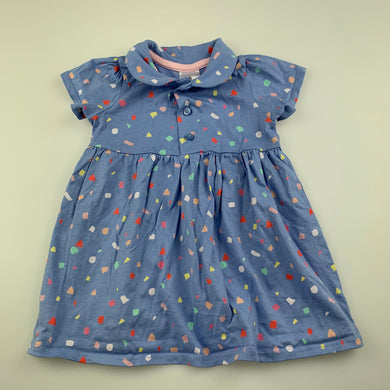 Girls Target, blue cotton casual dress, EUC, size 00, L: 36cm