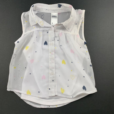 Girls Anko, dual layer sheer blouse + singlet top, GUC, size 1,  