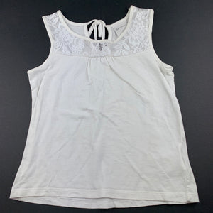Girls B Collection, white cotton top, lace trim, FUC, size 6,  