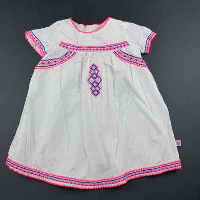 Girls Target, lined embroidered cotton dress, FUC, size 1, L: 41cm