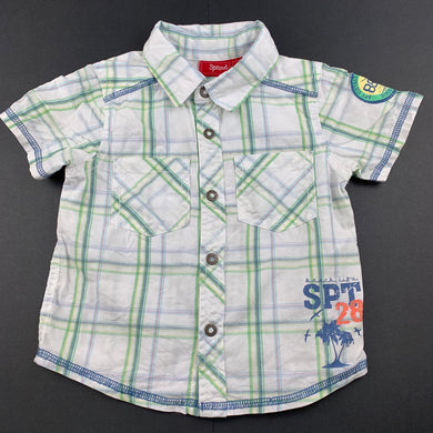 Boys Sprout, lightweight cotton short sleeve shirt, poppers, GUC, size 2,  