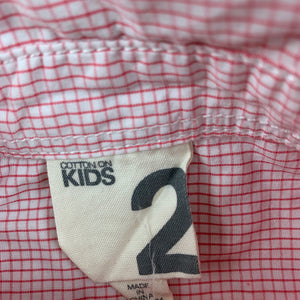 Boys Cotton On, checked cotton short sleeve shirt, GUC, size 2,  