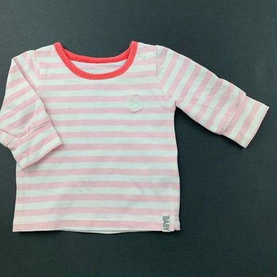 Girls Cotton On, pink stripe stretchy long sleeve top, GUC, size 0000,  