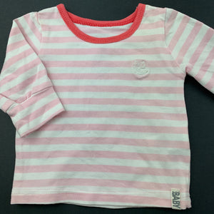 Girls Cotton On, pink stripe stretchy long sleeve top, GUC, size 0000,  